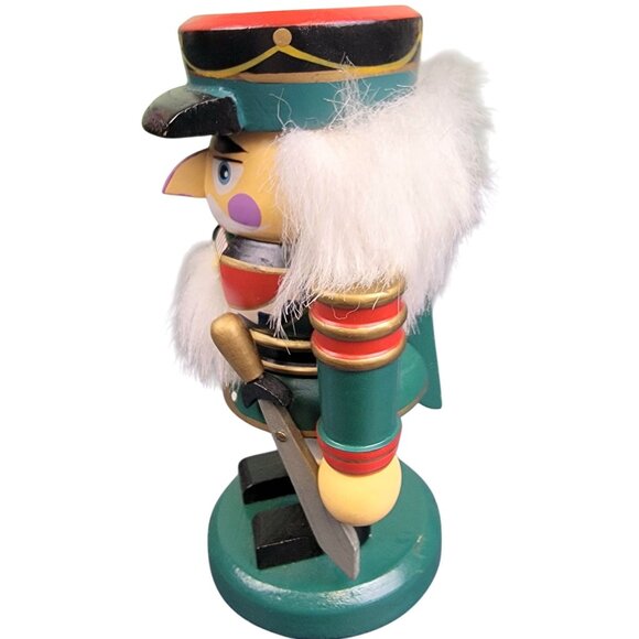 Vintage Thick 7 inch Nutcracker Wood Christmas Tree Home Decor Red Green Holiday - Picture 2 of 11